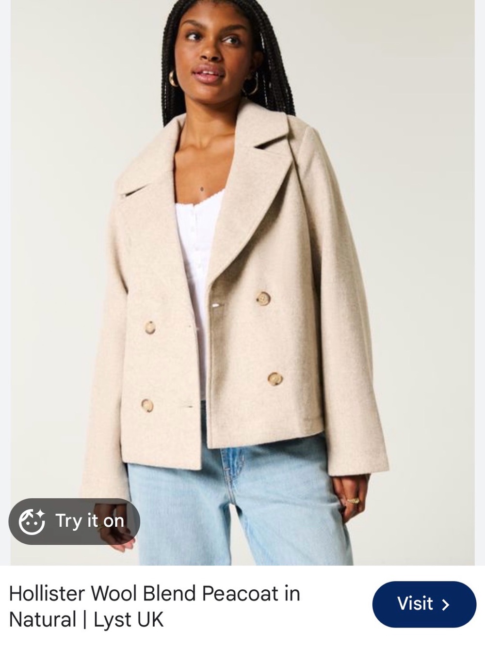 Hollister Peacoat size XXL NWT